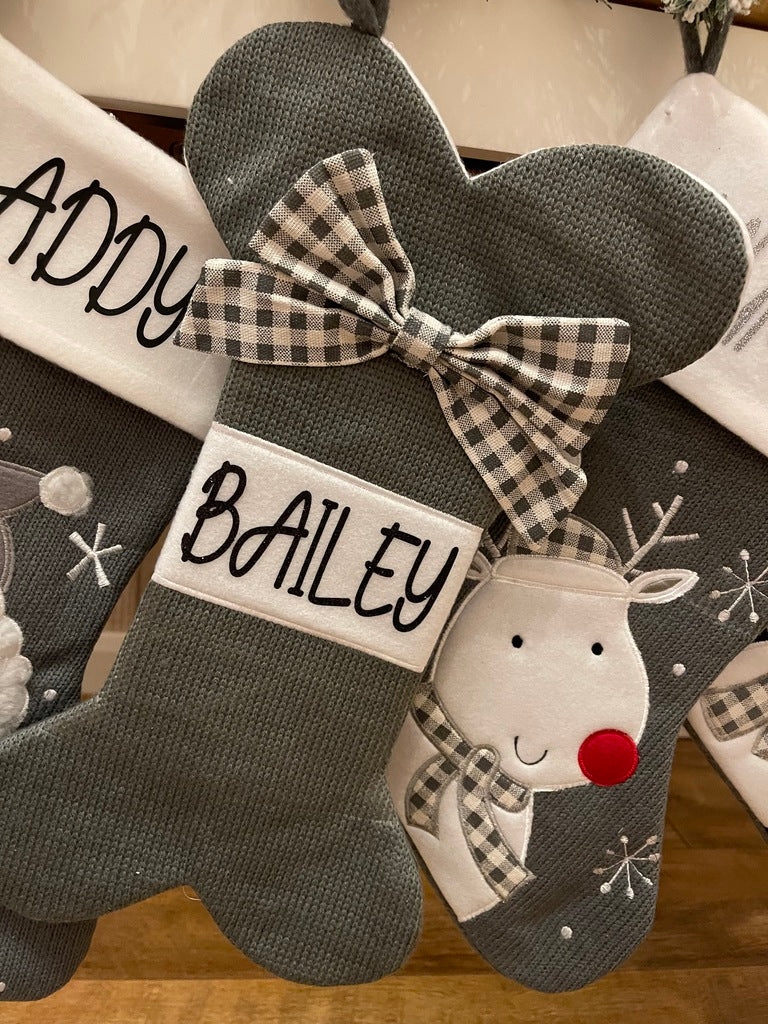 Grey Personalised Christmas Stockings