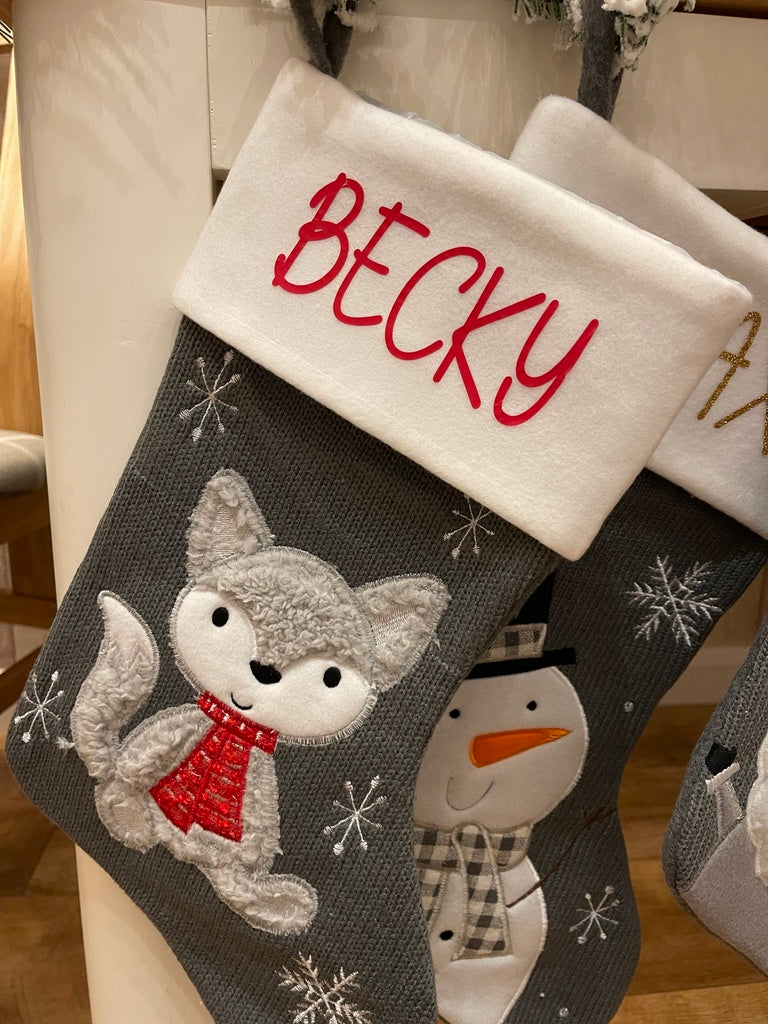 Grey Personalised Christmas Stockings