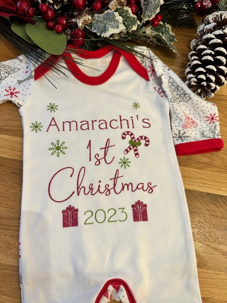 Personalised First Christmas Baby Grows