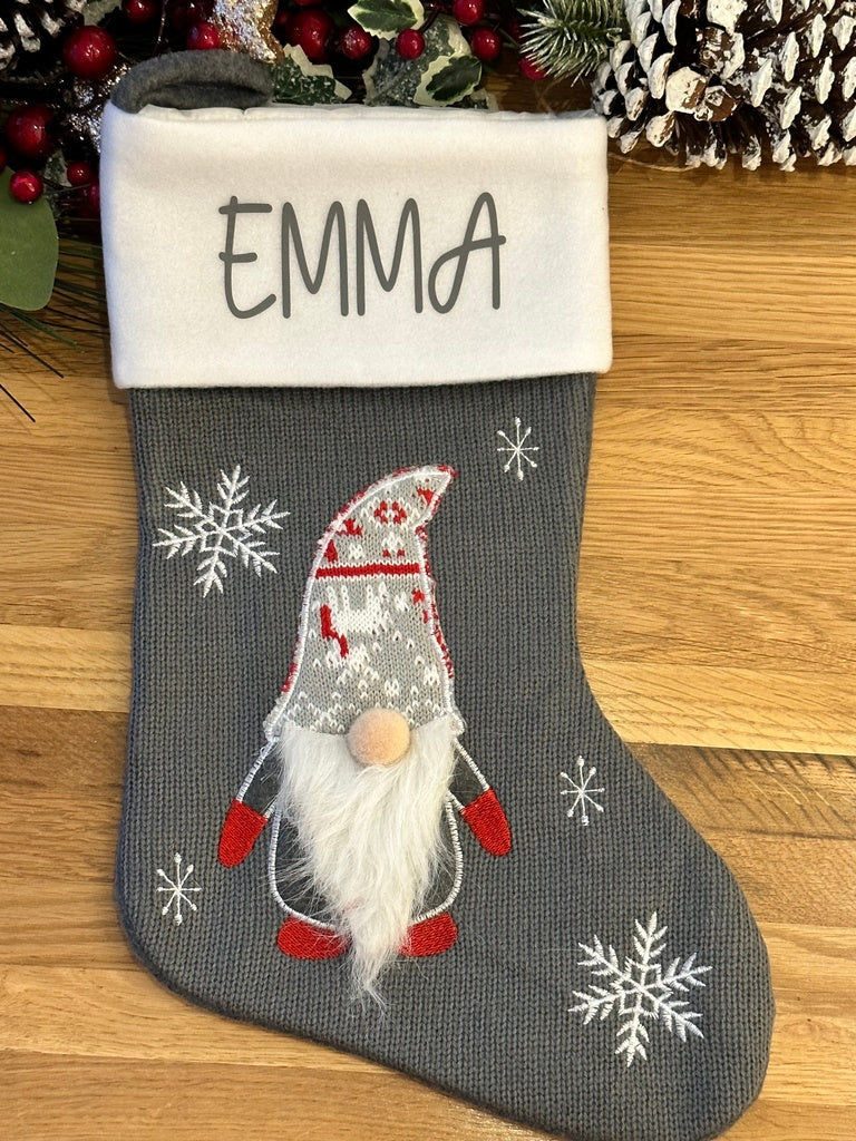 Grey Personalised Christmas Stockings