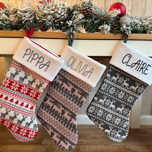 Nordic Style Personalised Christmas Stockings