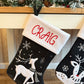 Black & White Reindeer Personalised Christmas Stocking