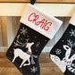 Black & White Reindeer Personalised Christmas Stocking