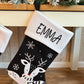 Black & White Reindeer Personalised Christmas Stocking