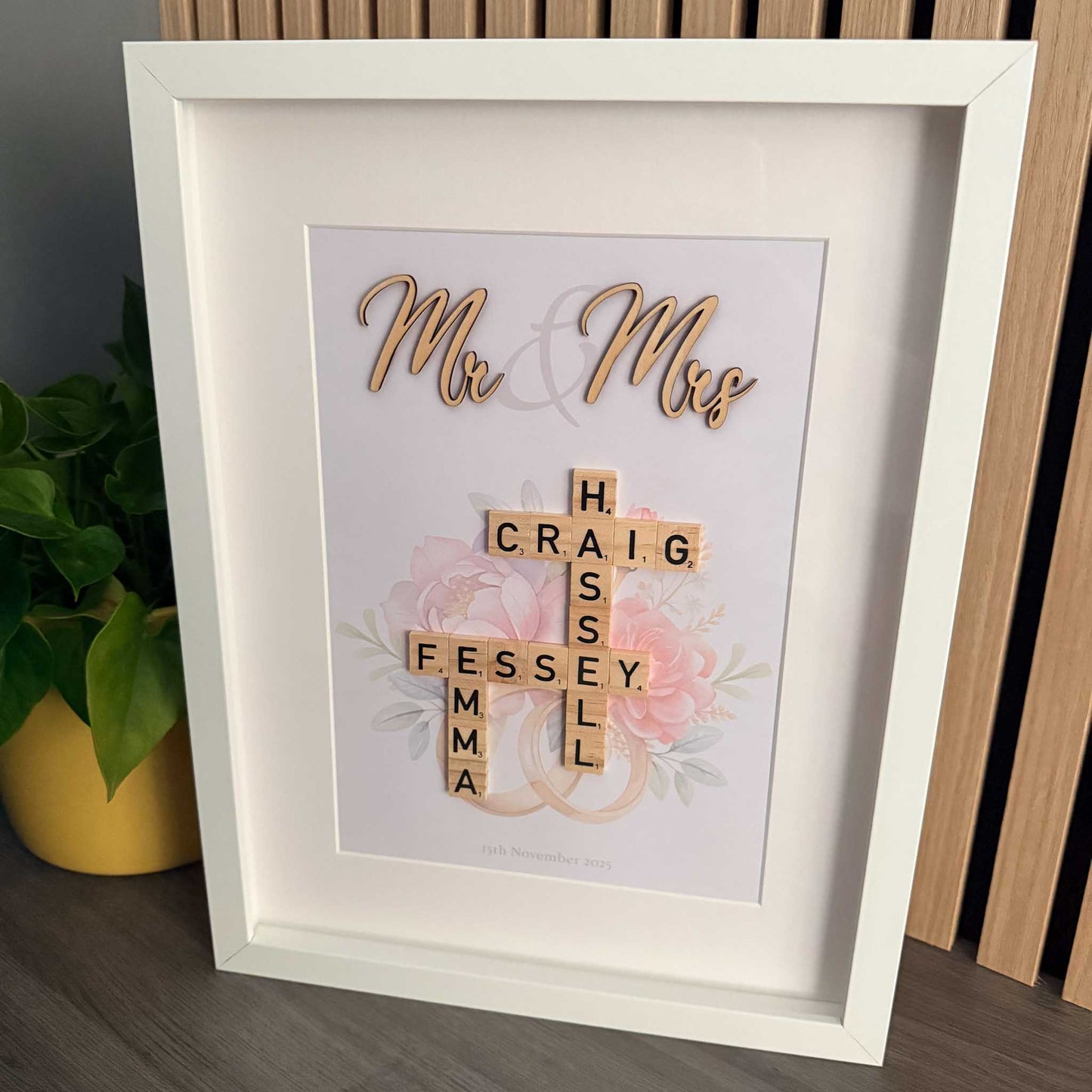 Personalised Mr & Mrs Wedding Scrabble Frame