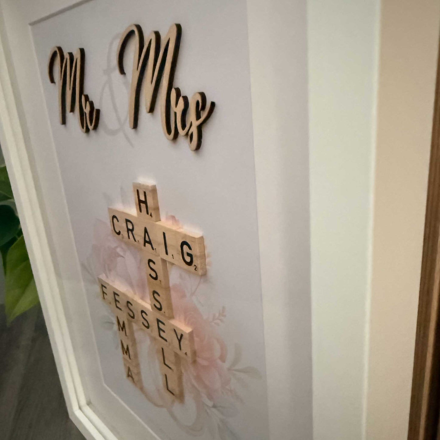 Personalised Mr & Mrs Wedding Scrabble Frame