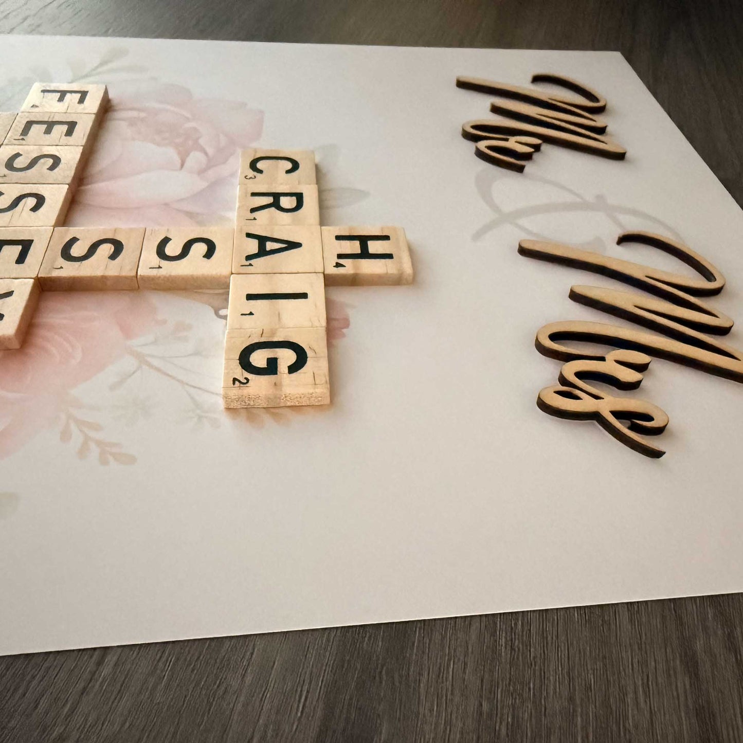 Personalised Mr & Mrs Wedding Scrabble Frame