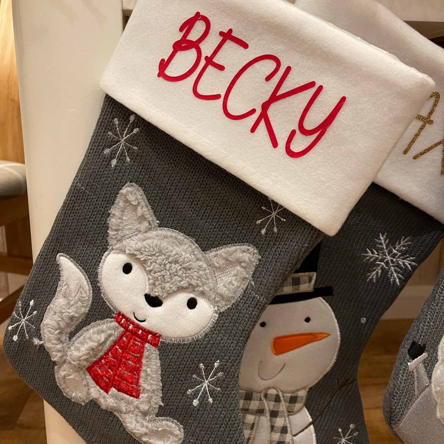 Grey Personalised Christmas Stockings