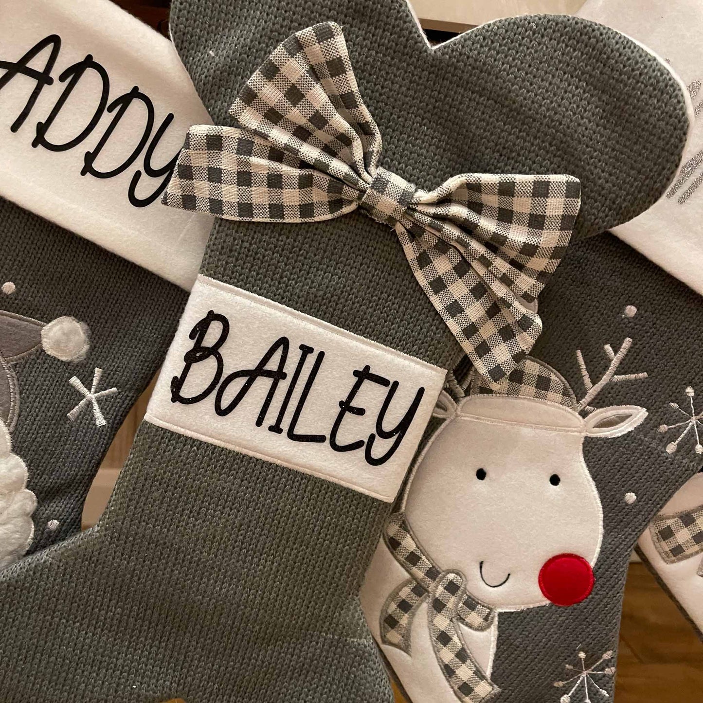 Grey Personalised Christmas Stockings