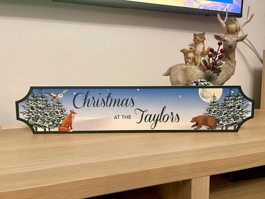 Personalised Christmas Woodland Scene Sign