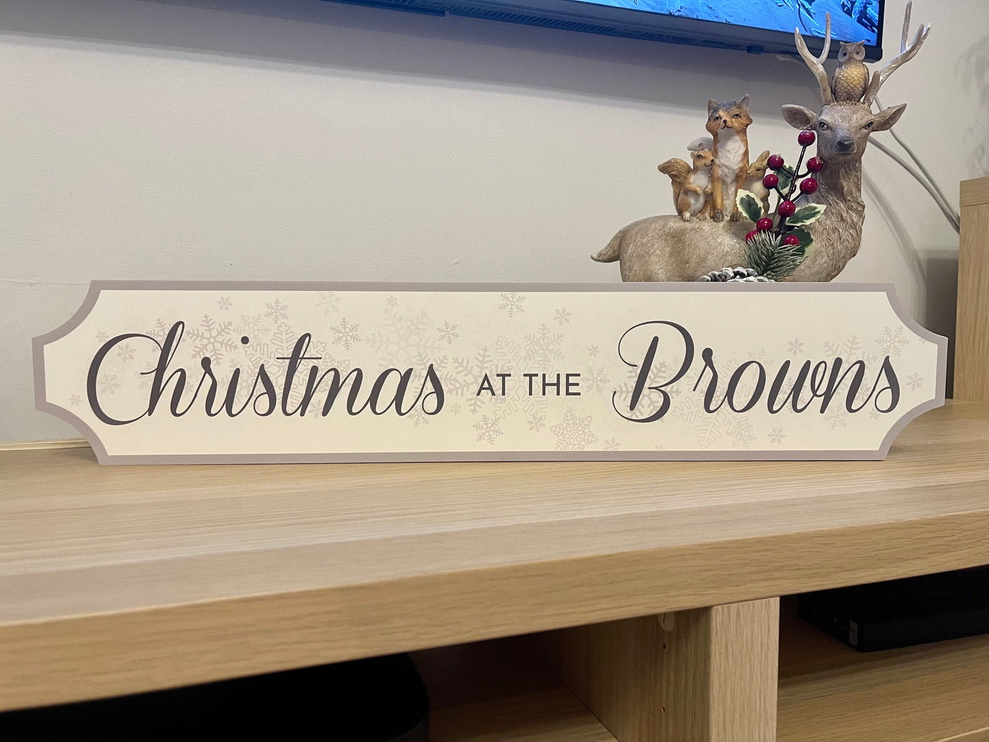 Personalised White and Grey Christmas Sign