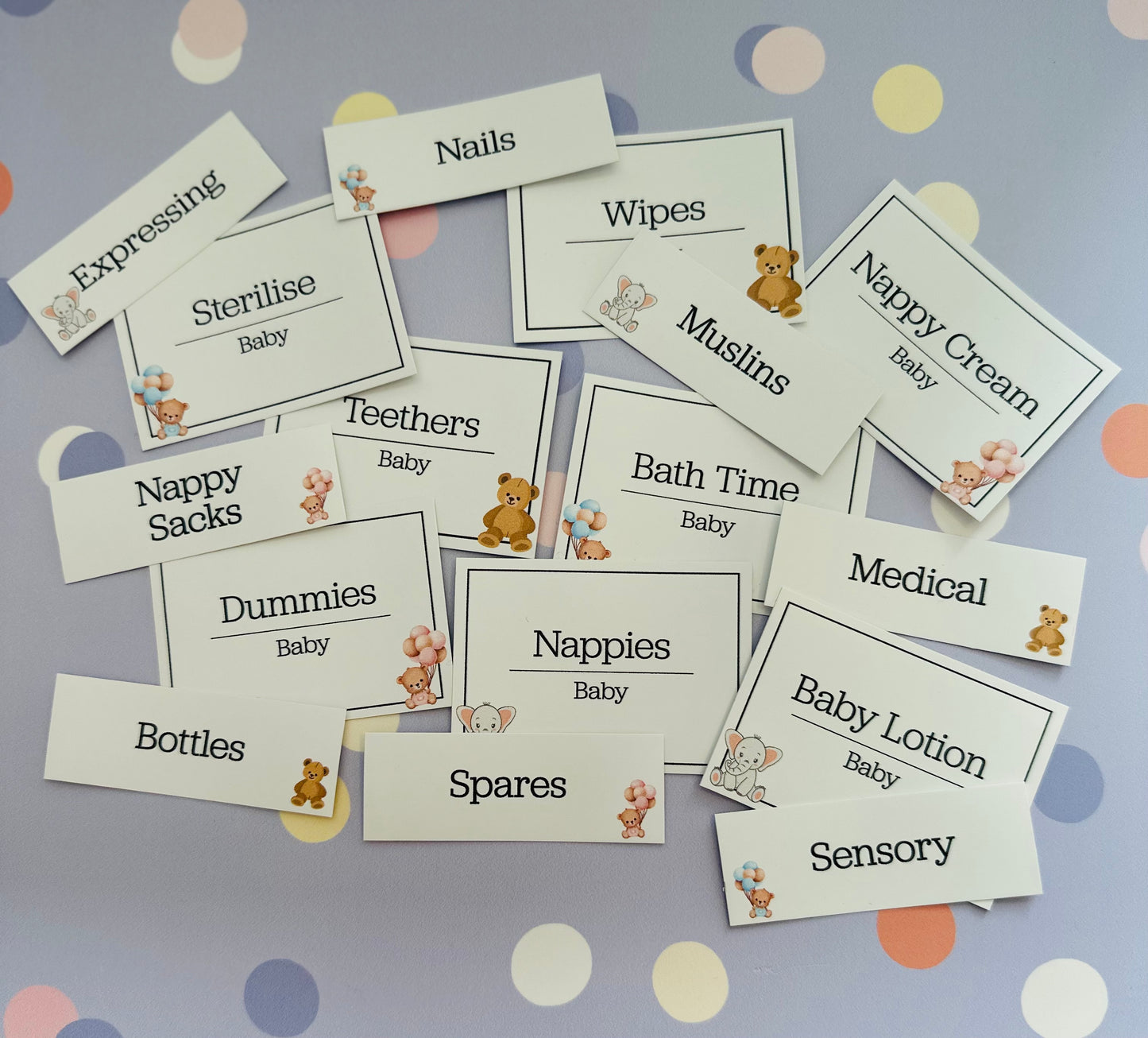 Personalised Baby Organisational Labels (Set of 16)