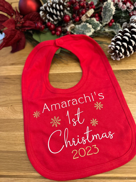 Personalised First Christmas Bib