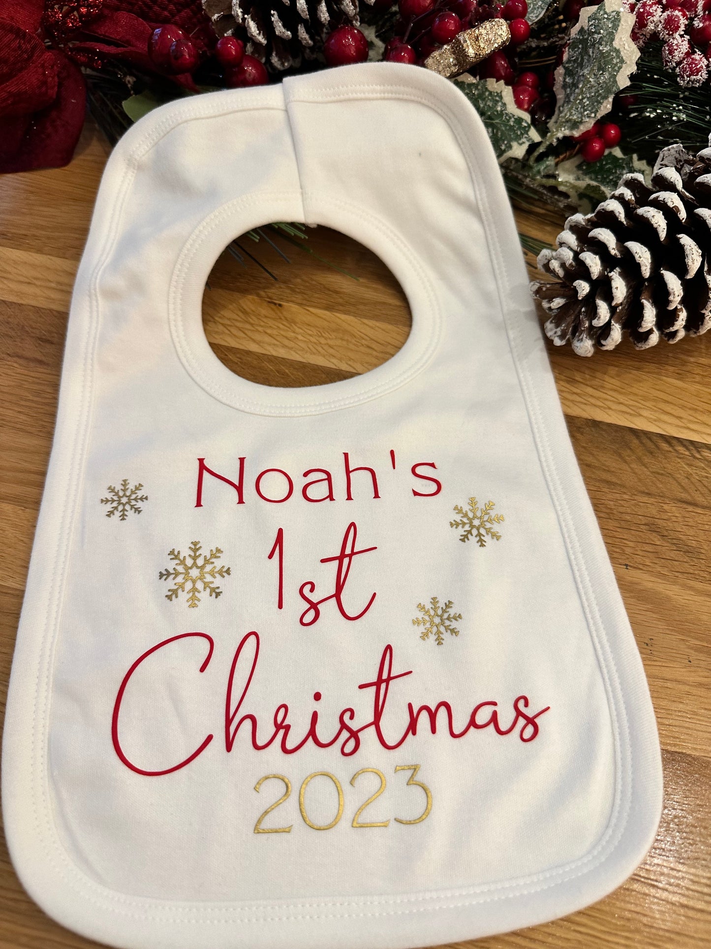 Personalised First Christmas Bib