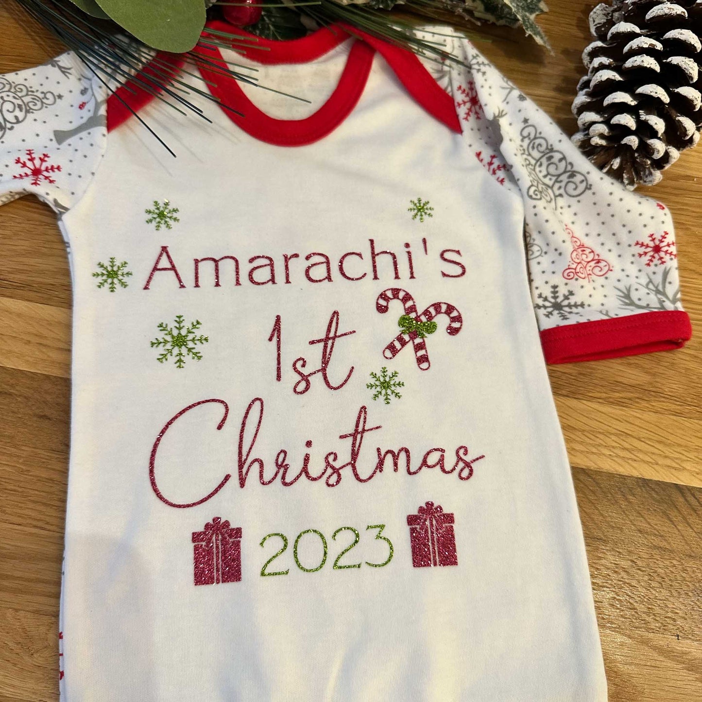 Personalised First Christmas Baby Grows