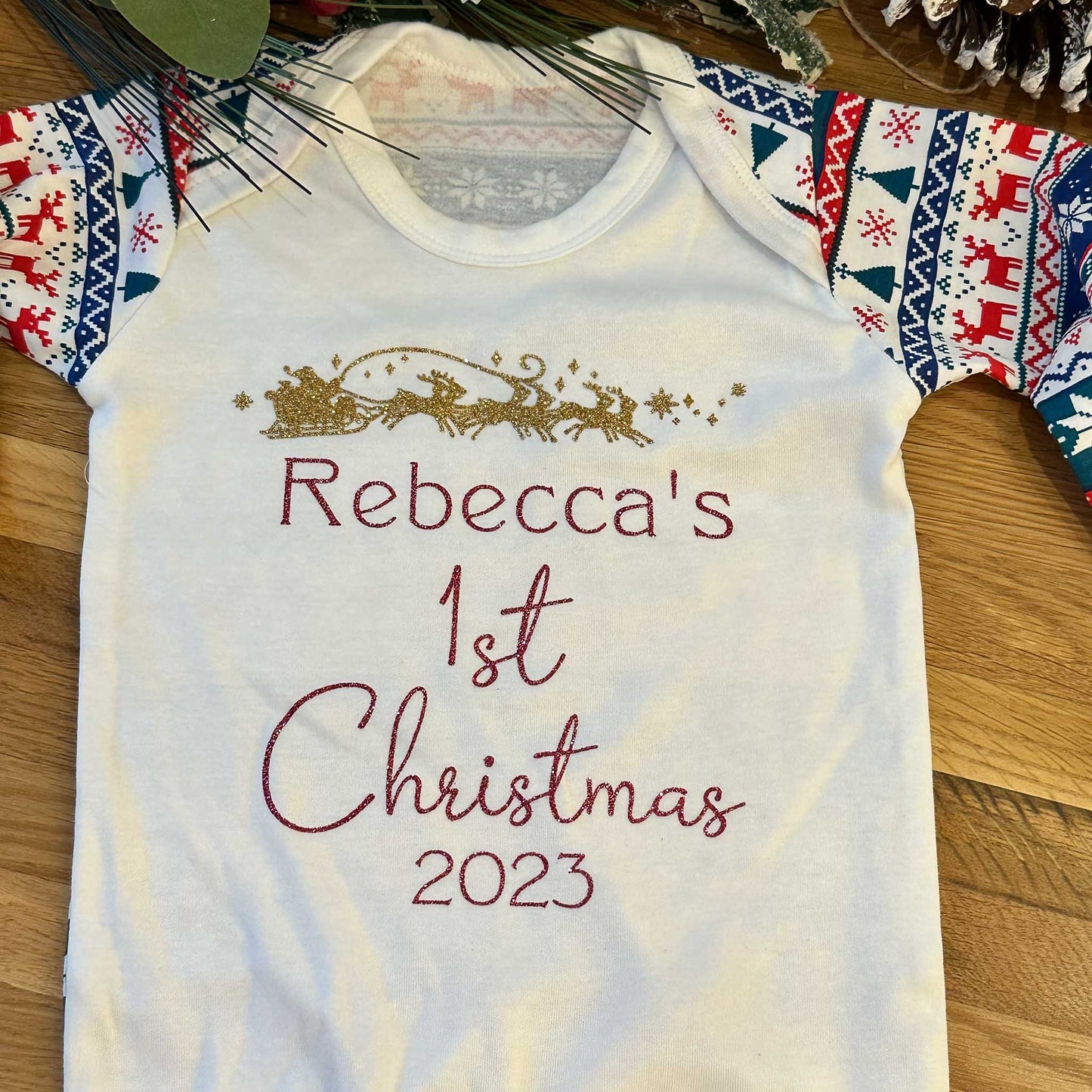 Personalised First Christmas Baby Grows