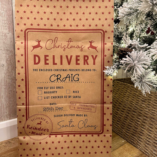 Personalised Kraft Paper Christmas Sack