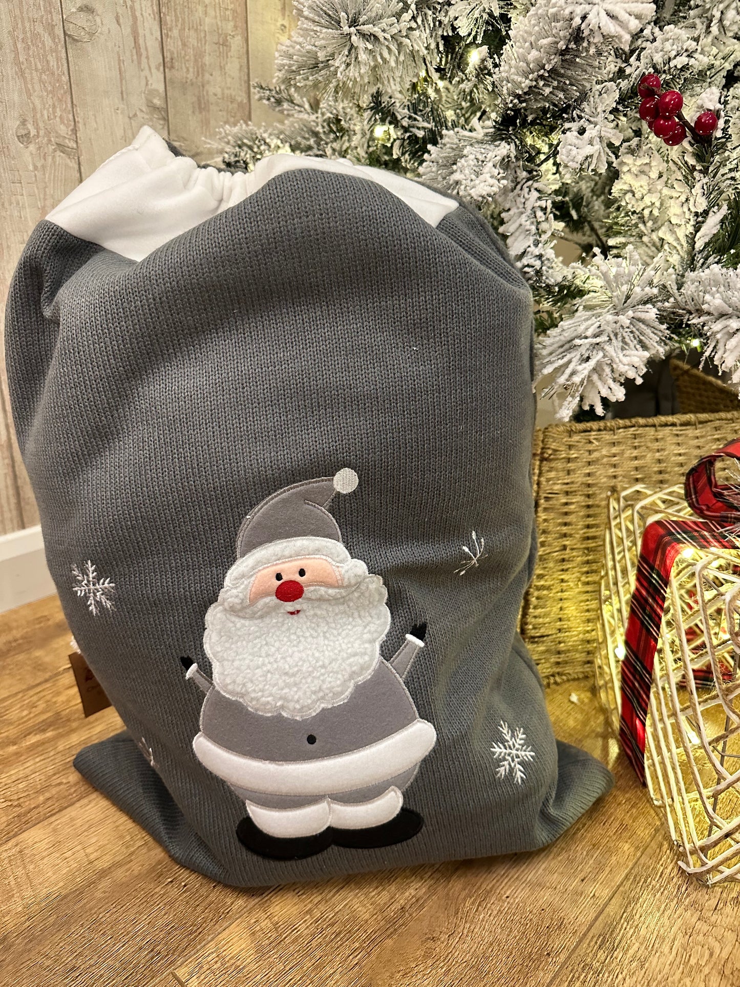 Personalised Grey Knitted Christmas Sacks