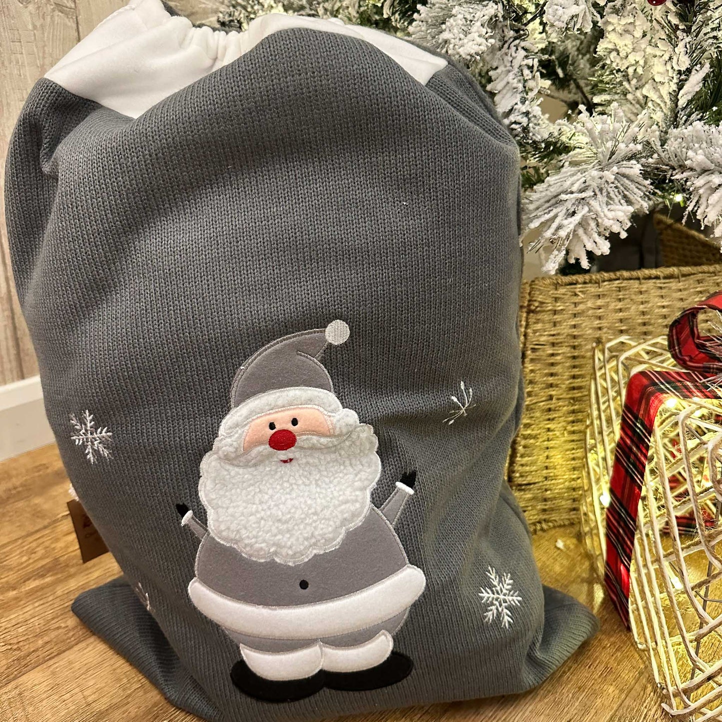 Personalised Grey Knitted Christmas Sacks