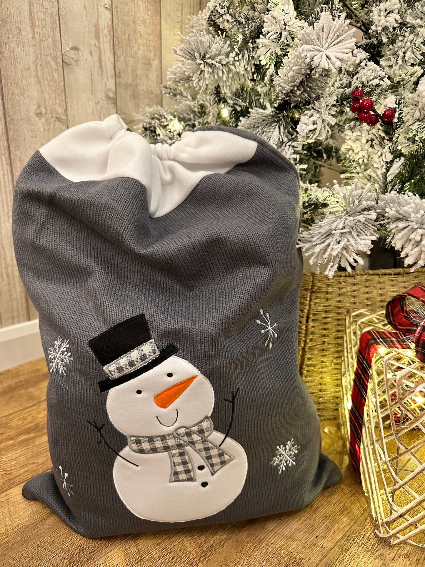 Personalised Grey Knitted Christmas Sacks