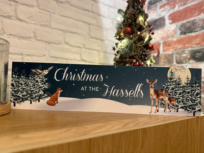 Personalised Christmas Woodland Family Sign