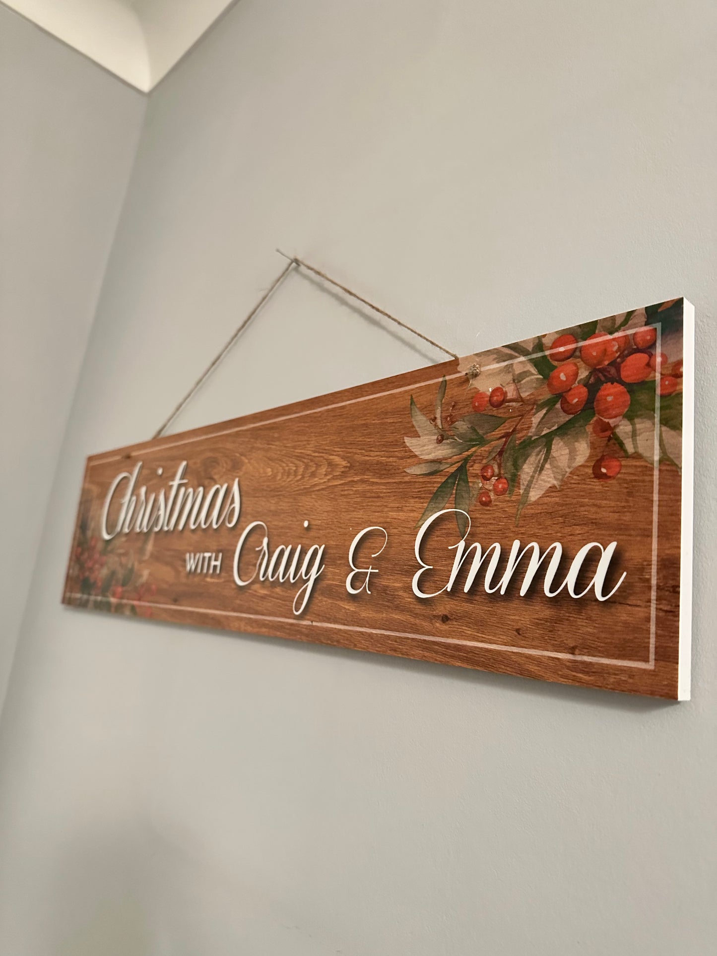 Personalised Christmas Woodland Family Sign