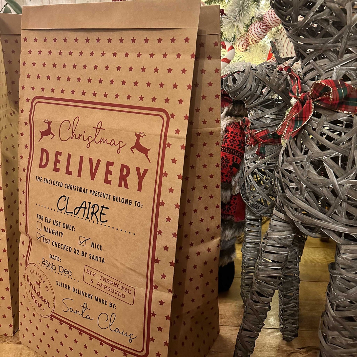 Personalised Kraft Paper Christmas Sack