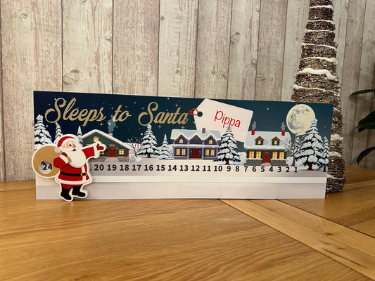 Personalised Sleeps to Santa Countdown Sign