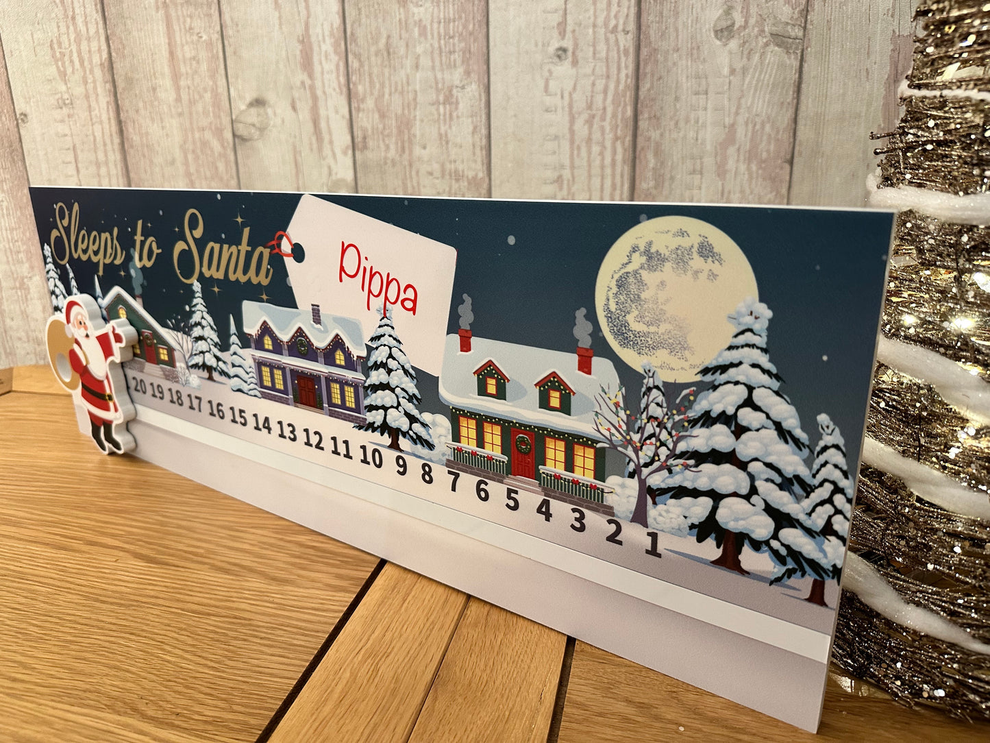 Personalised Sleeps to Santa Countdown Sign