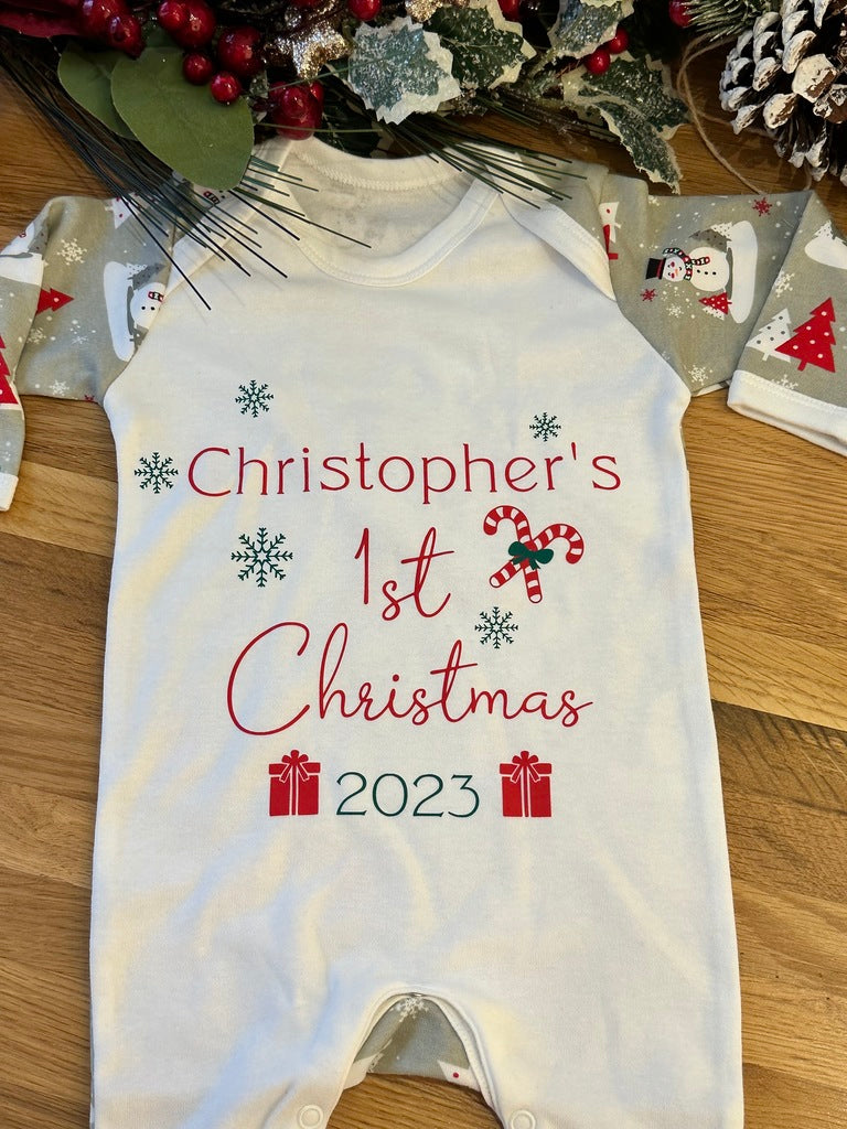 Personalised First Christmas Baby Grows