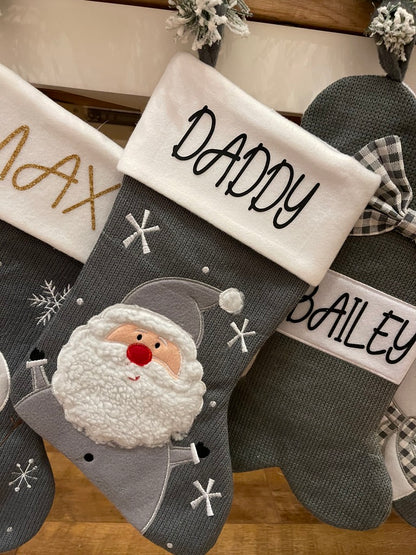 Grey Personalised Christmas Stockings