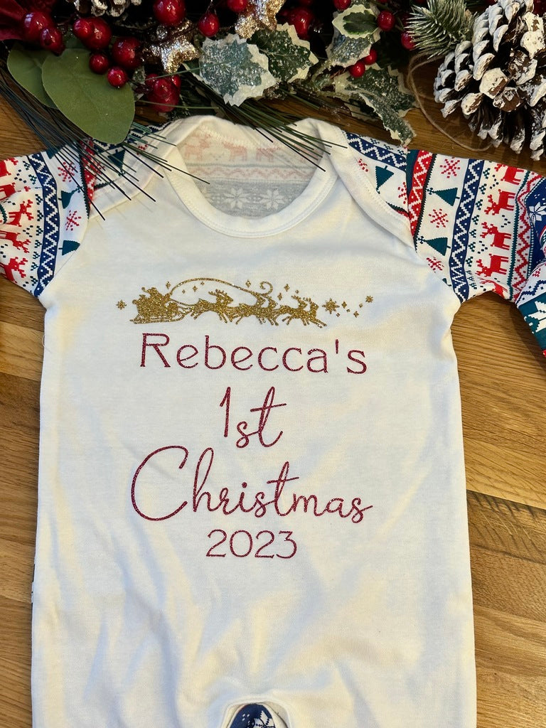 Personalised First Christmas Baby Grows