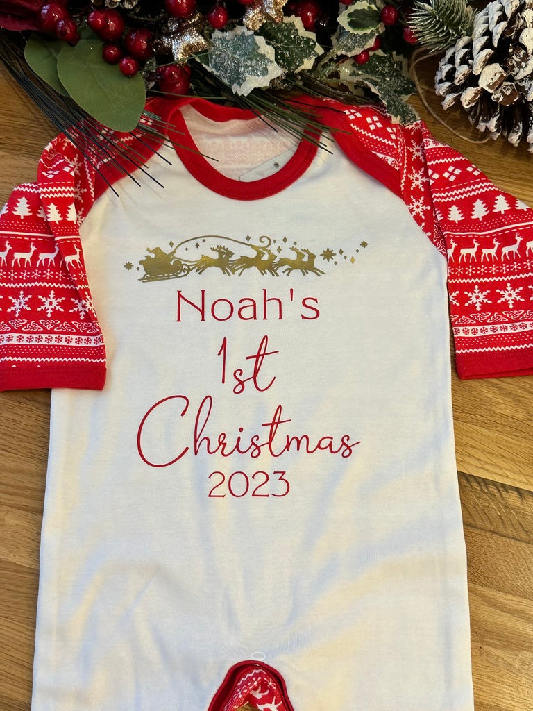 Personalised First Christmas Baby Grows