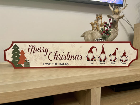 Personalised Family Christmas Gnomes Sign