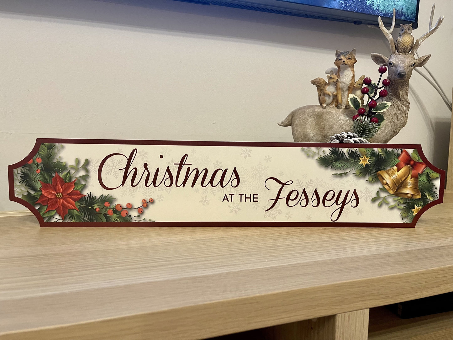 Personalised Red Traditional Christmas Train Street Sign