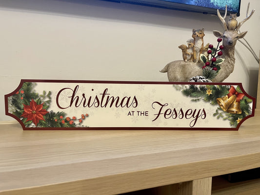 Personalised Red Traditional Christmas Train Street Sign